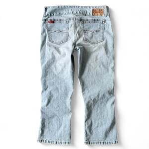 Y2K Mudd Low Rise Light Wash Capri Jeans Embroidered Pockets - Size 7